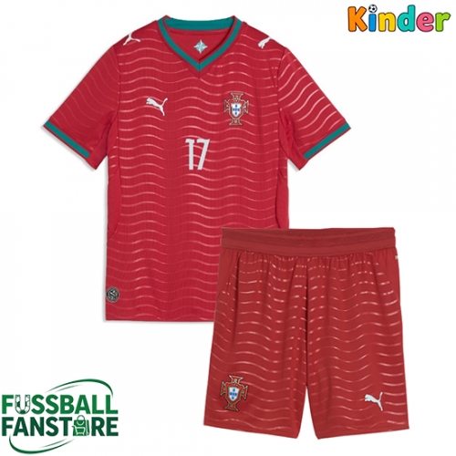 Portugal Rafael Leao #17 Replik Heimtrikot Kinder WM 2026 Kurzarm (+ Kurze Hosen)